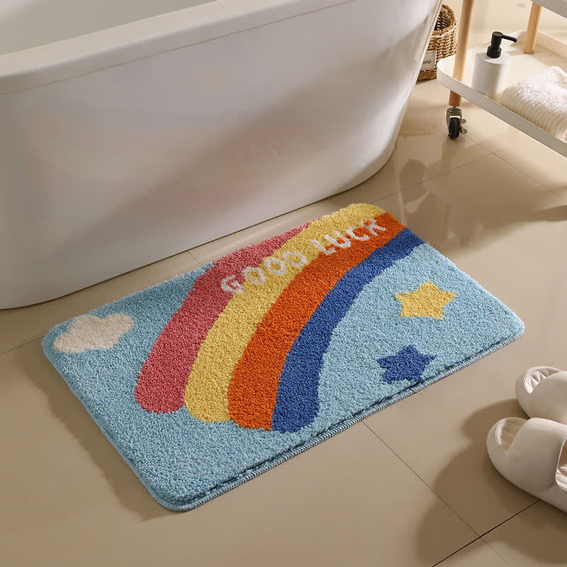 Tappetino da bagno antiscivolo con motivo a stelle arcobaleno - Blu - 50CM x 80CM - image 1