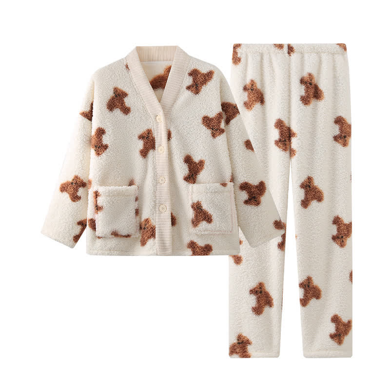 Set da notte in peluche con tenero orso e bottone - image 6