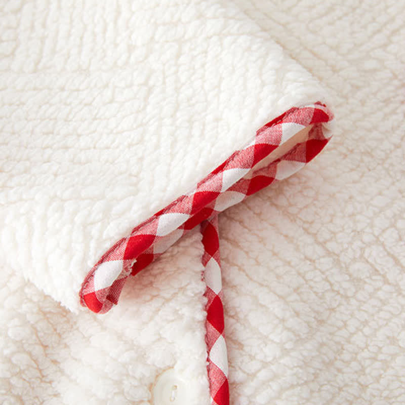 Accappatoio in peluche con cappuccio e bottoni a righe - image 11
