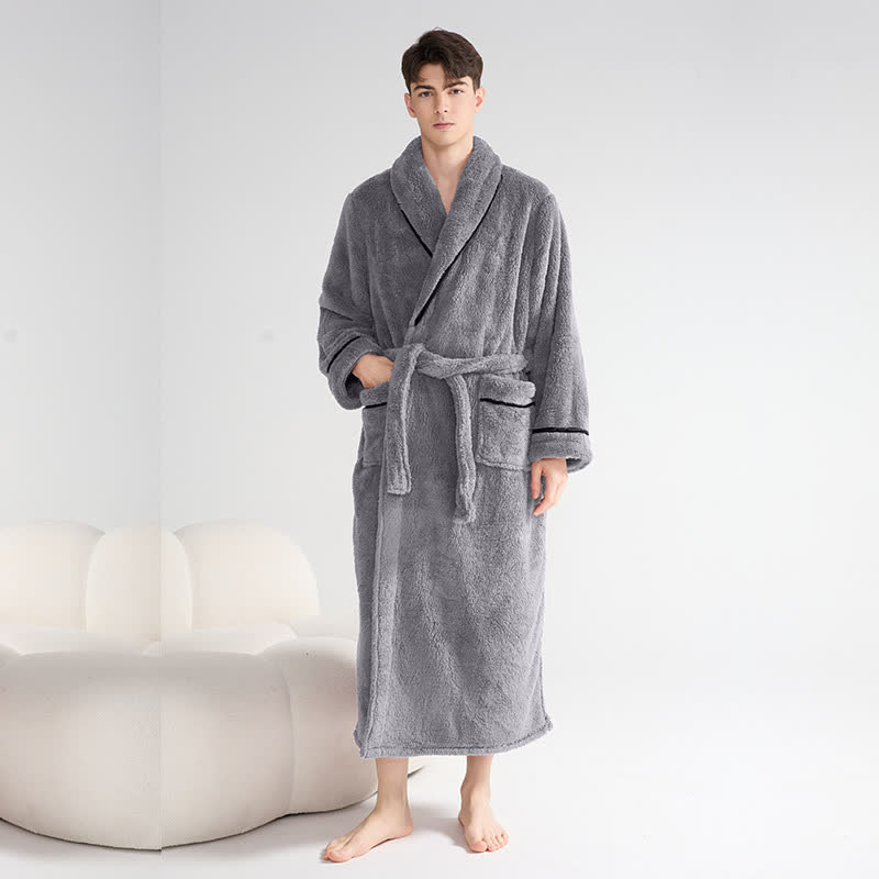 Accappatoio lungo unisex in peluche, caldo e solido - image 11
