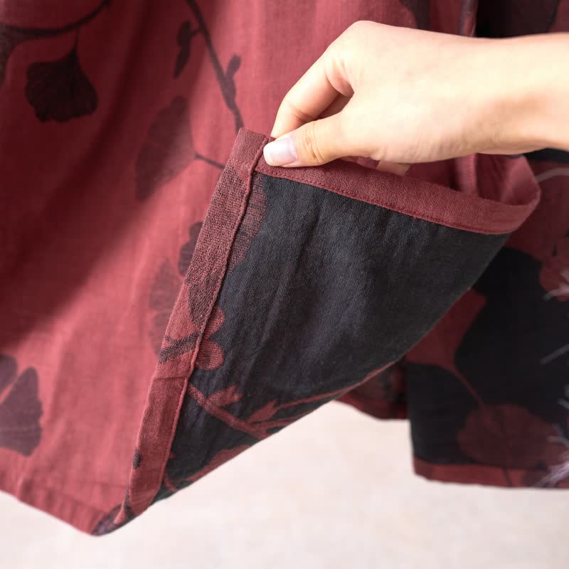 Camicia da notte in cotone ispirata all'Hanfu con foglie di Ginkgo - image 39