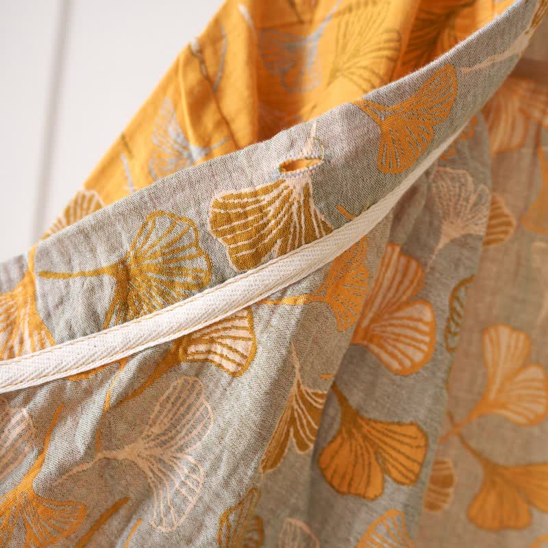 Camicia da notte in cotone con volant e foglie di ginkgo - image 15