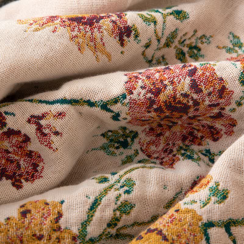 Trapunta con nappe in garza di cotone con bouquet floreale - image 3