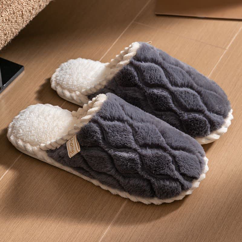 Pantofole calde e morbide con punta chiusa e texture ondulata - Grigio - 2XL - image 9
