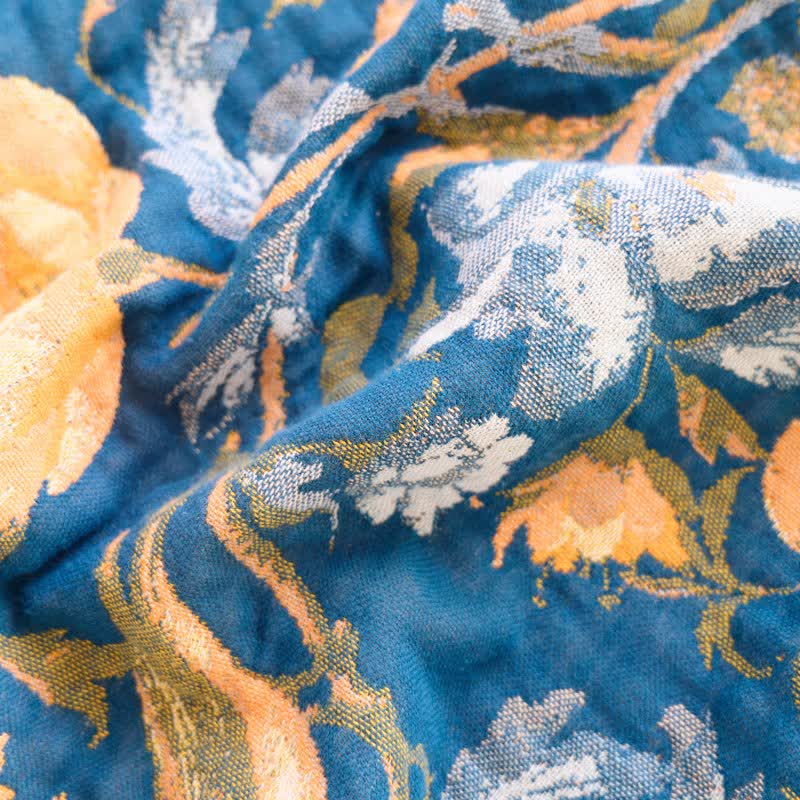 Coperta in cotone con nappa di uccelli floreali vivaci - image 4