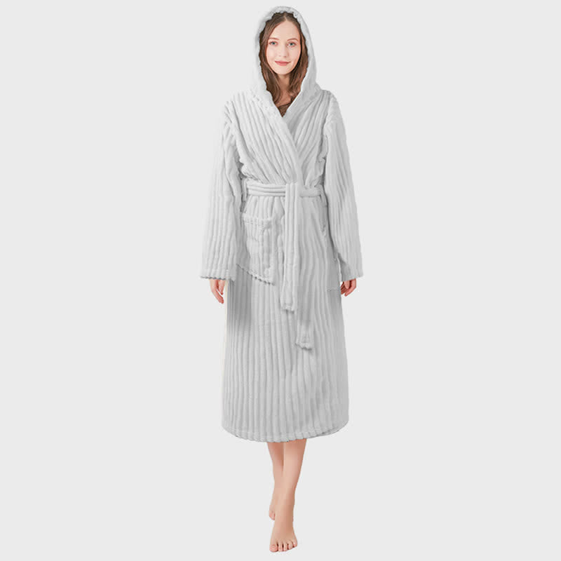 Accappatoio unisex con cappuccio in peluche Ownkot Cloud-Soft - Grigio chiaro - Taglia unica - image 9