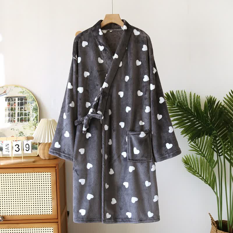 Kimono in peluche a forma di cuore abbinato per coppie - Grigio scuro - Uomini: L - image 14