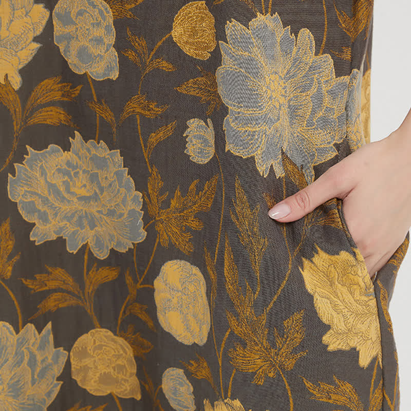 Camicia da notte vintage con scollo a V in jacquard di peonie - image 2