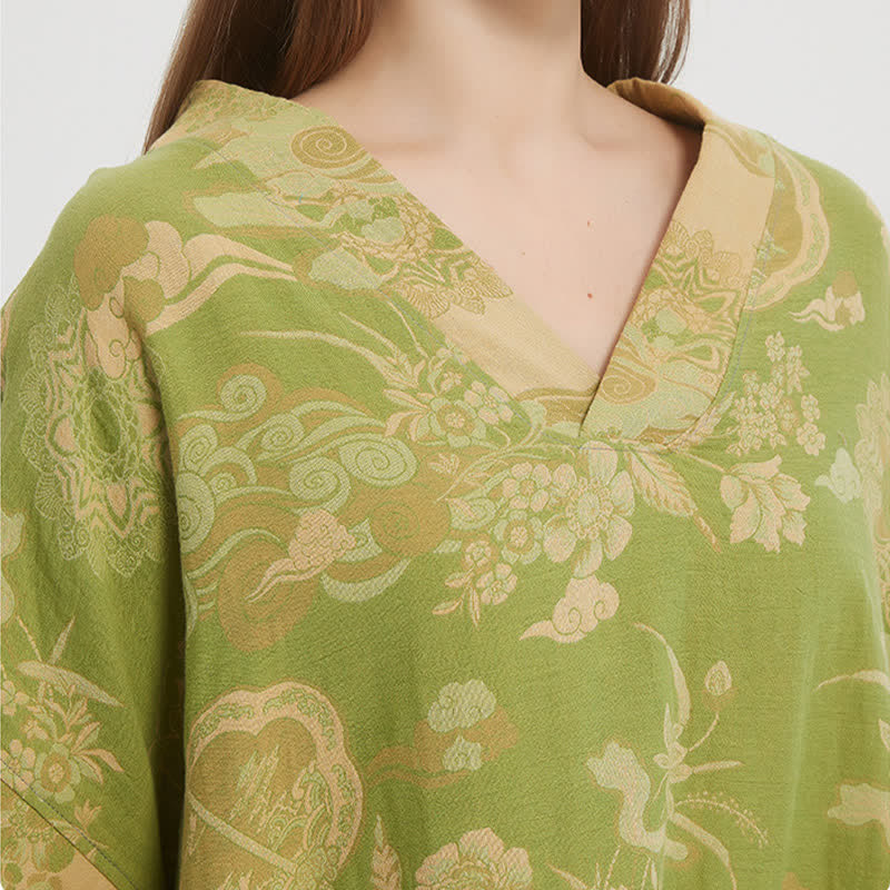 Camicia da notte in caftano a doppia garza di cotone floreale - image 2