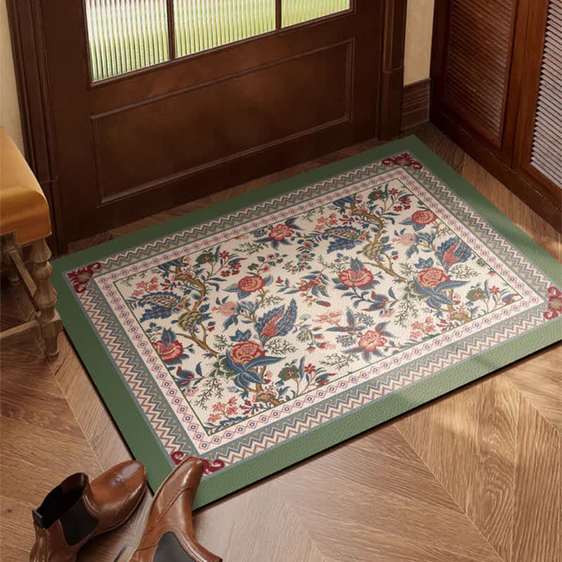 Zerbino con bordo floreale vintage - Verde - 60CM x 120CM - image 1