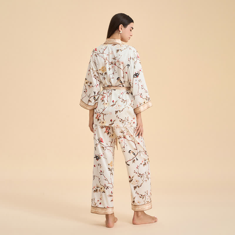 Completo da salotto kimono con uccelli floreali vintage - image 5