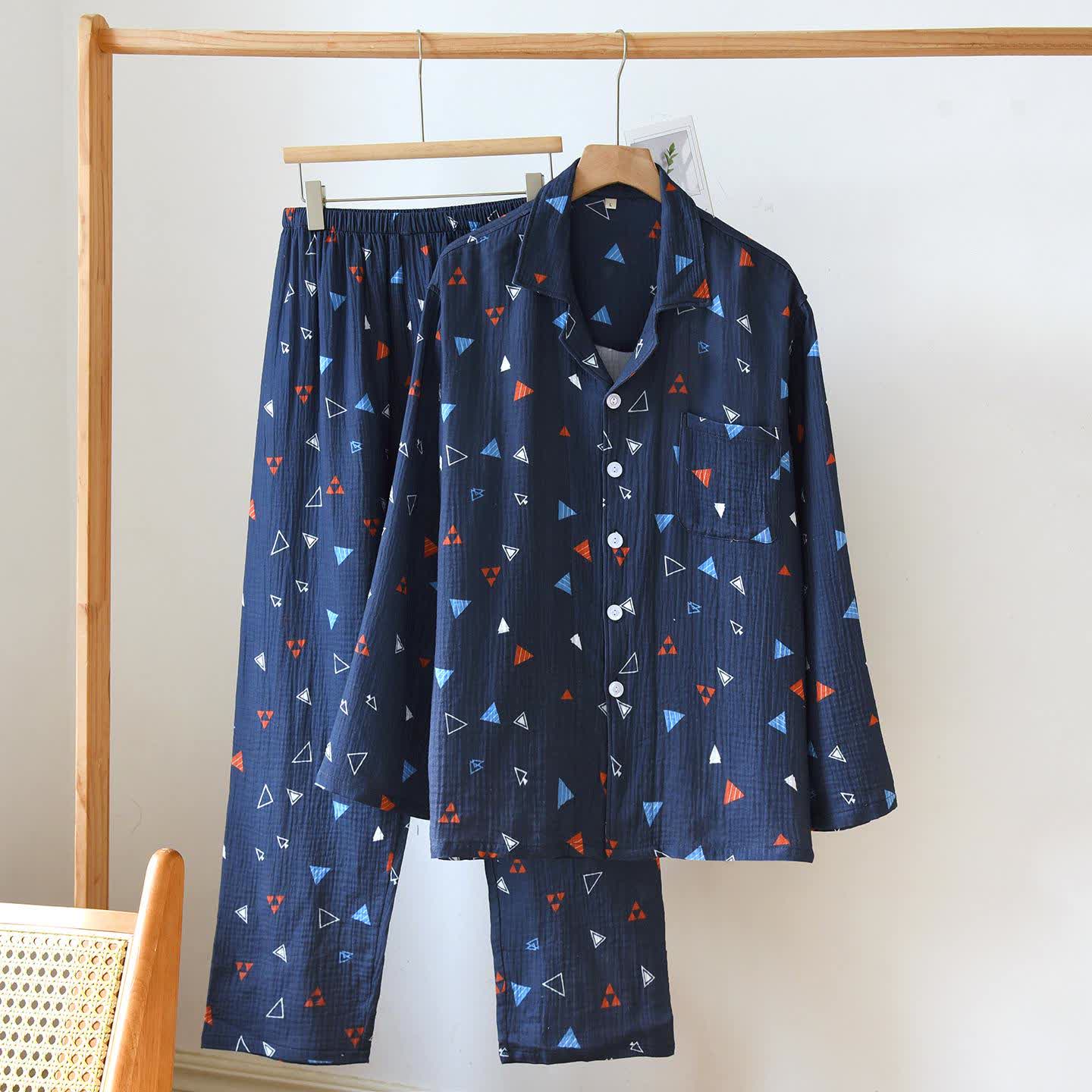 Completo da casa unisex in cotone con triangolo geometrico - Blu navy - 2XL - image 14
