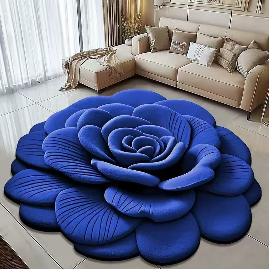 Tappeto effetto 3D Creative Rose - Blu reale - 120cm x 120cm - image 7