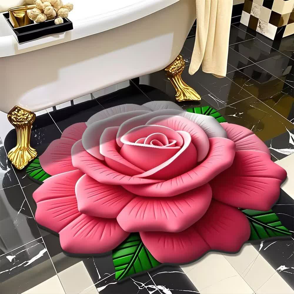 Tappeto effetto 3D con rosa romantica - Rosa sfumato - 120cm x 120cm - image 5