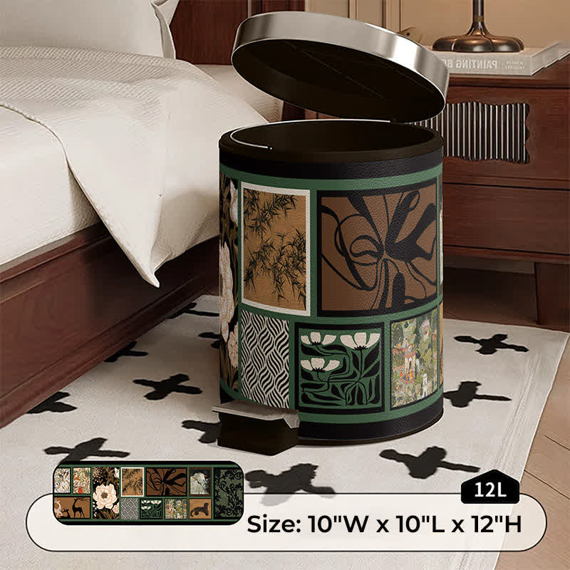 Cestino della spazzatura a doppio strato in pelle orientale vintage - C - pedale - 25 x 25 x 32cm"A - image 11