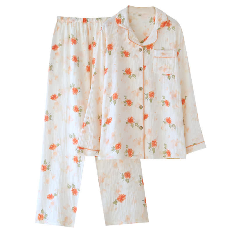 Completo da notte in garza di cotone Orange Rose - image 1