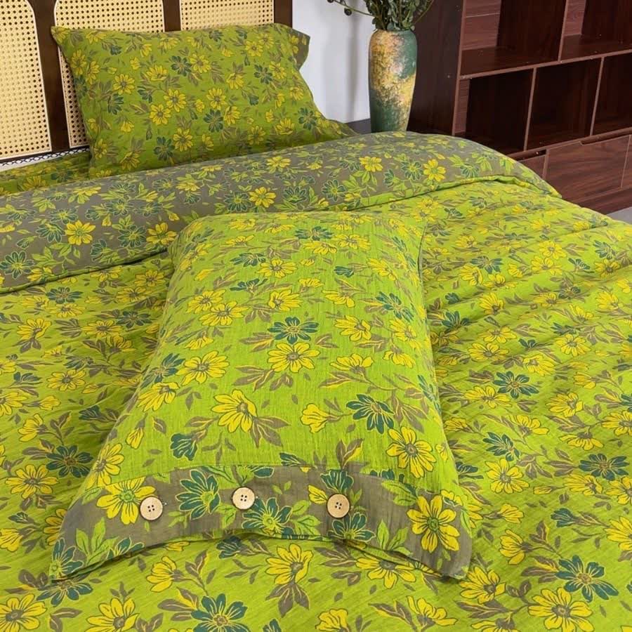 Set di biancheria da letto in garza di cotone con motivo floreale Country Gardenia (4 pezzi) - image 9