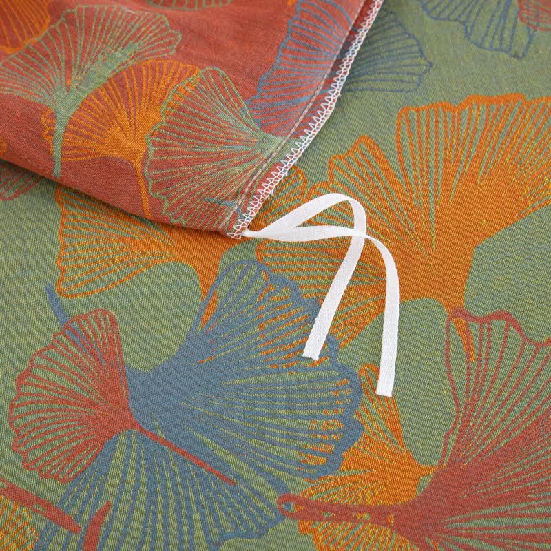 Set di biancheria da letto in garza di cotone con foglie di ginkgo artistiche (4 pezzi) - image 8