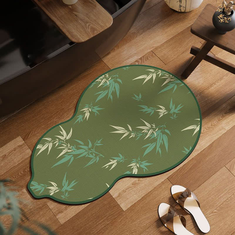 Tappetino da bagno a forma di zucca con foglie di bambù - Verde - 80cm x 120cm - image 0