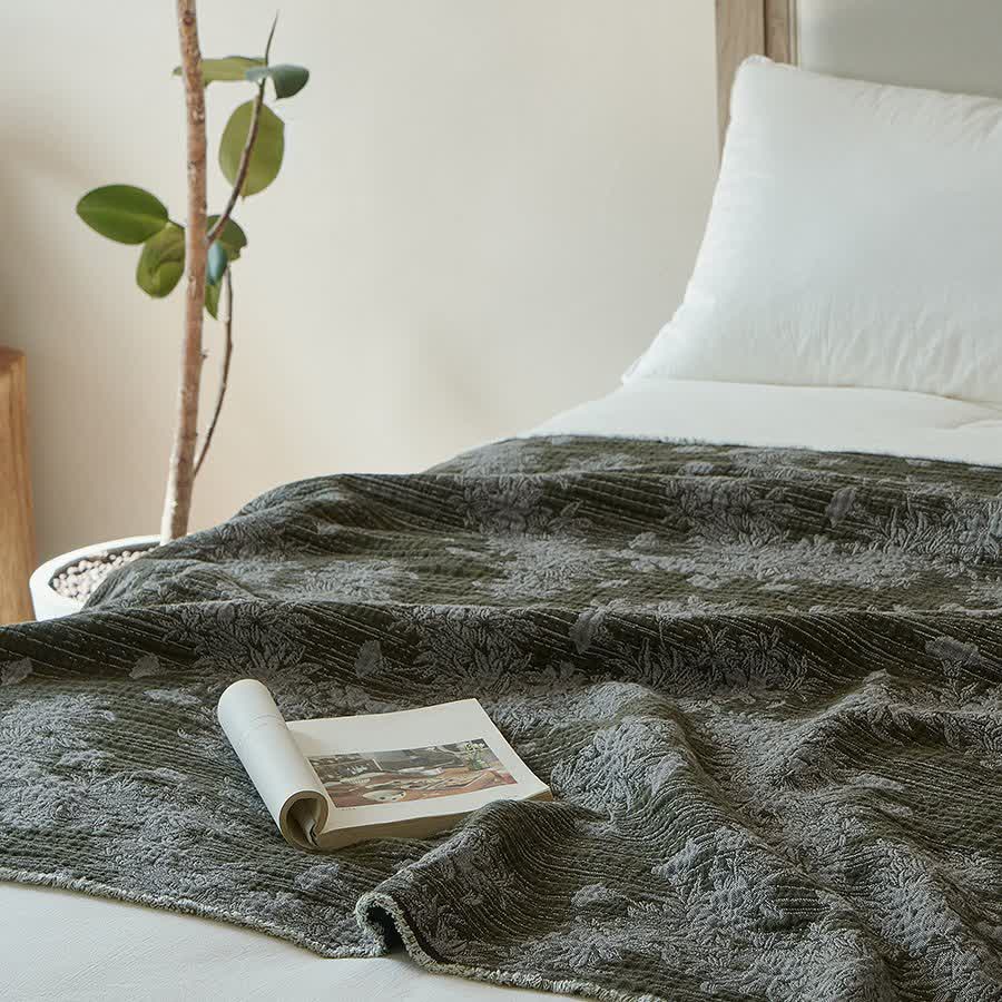 Coperta con nappe in puro cotone floreale vintage - image 4