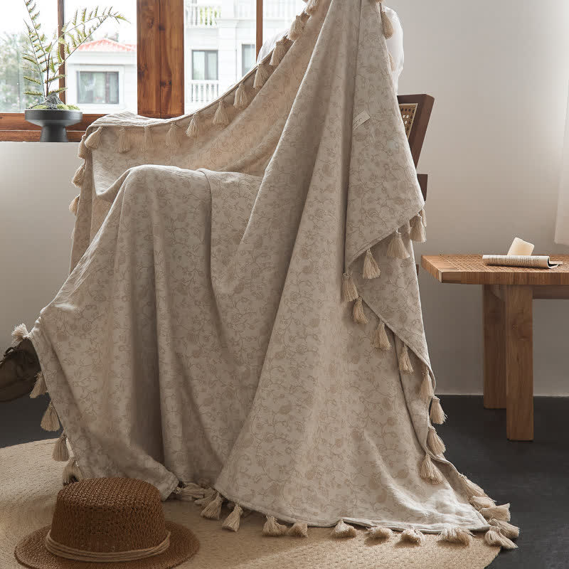 Coperta in cotone e lino jacquard Country Vine - image 2