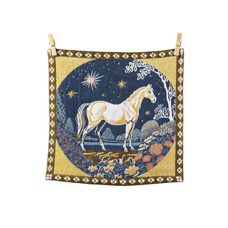 Asciugamano in garza di cotone con motivo a cavallo e zodiaco vintage - image 5