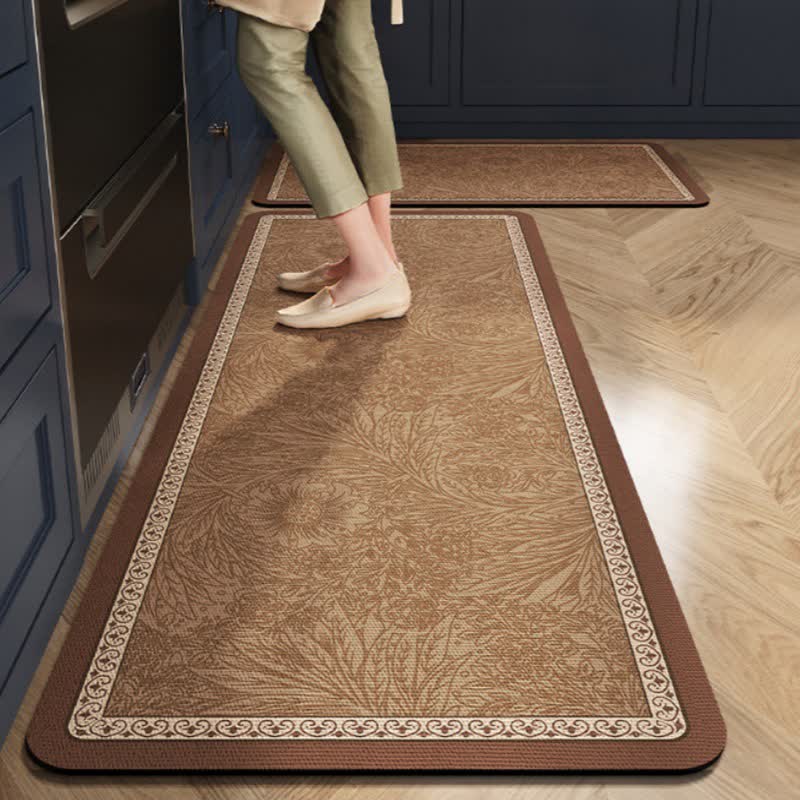 Tappeto da cucina con motivo floreale vintage a foglie - 60cm x 90cm+60cm x 200cm - image 0