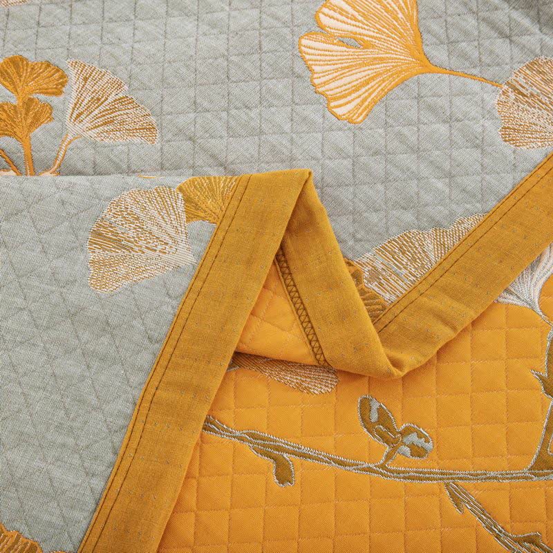 Trapunta reversibile in cotone biologico con foglie di ginkgo - image 70