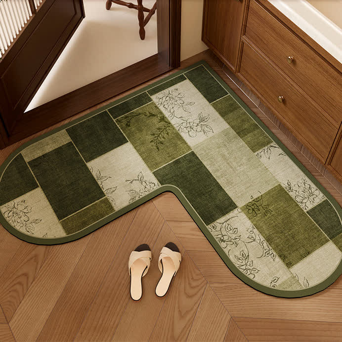 Tappeto a forma di L con patchwork geometrico e floreale - 140cm x 140cm x 45cm - image 0