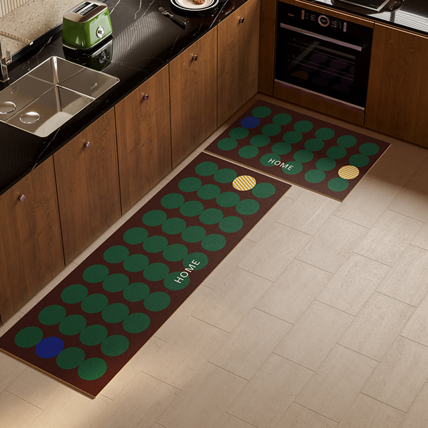 Tappeto da cucina a pois geometrici - Verde - 45cm x 180cm - image 7