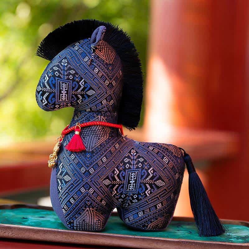 Peluche cavallo artigianale in stile Heritage - Blu scuro - 2 pezzi - 30cm - image 12