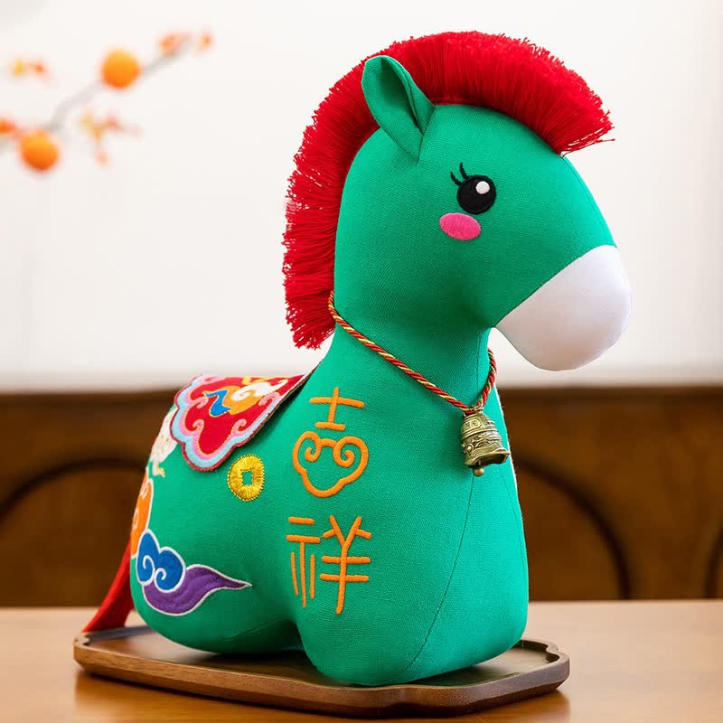 Collezione di peluche dell'anno del cavallo dello zodiaco cinese - Verde - 2 pezzi - 30cm - image 8