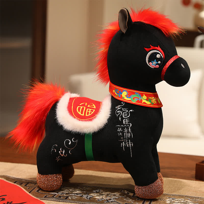 Mascotte giocattolo dello zodiaco cinese "Spirito del cavallo del drago" - Nero - 2 pezzi - 30cm - image 9