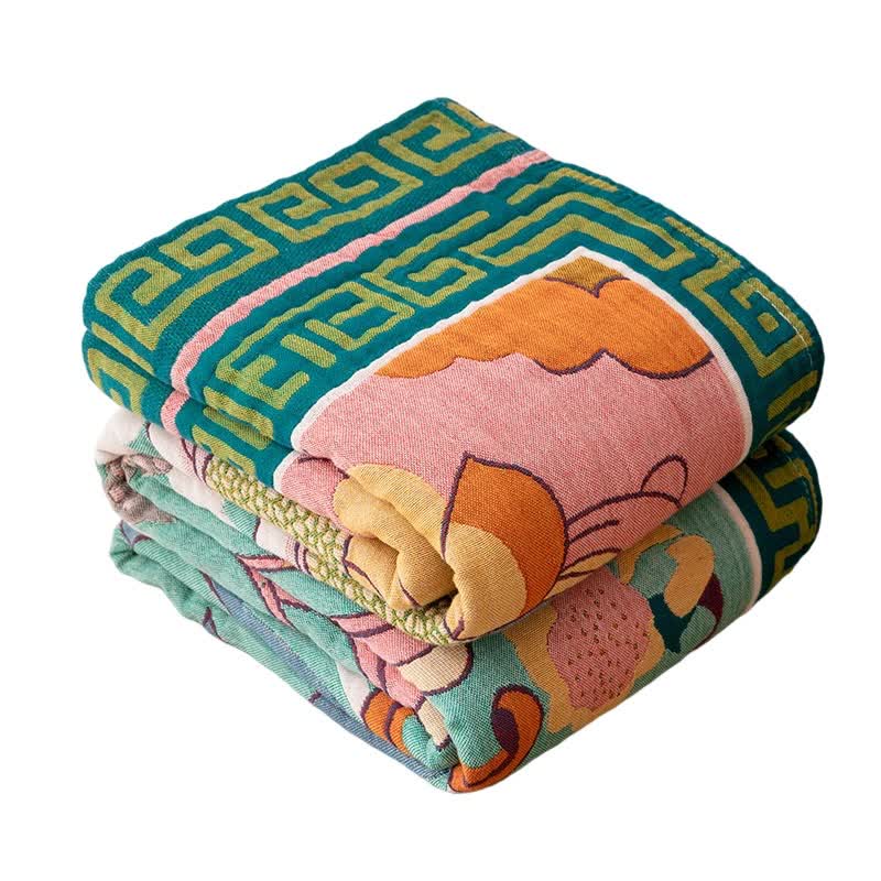 Coperta in garza di cotone con motivo floreale artistico retrò - image 6