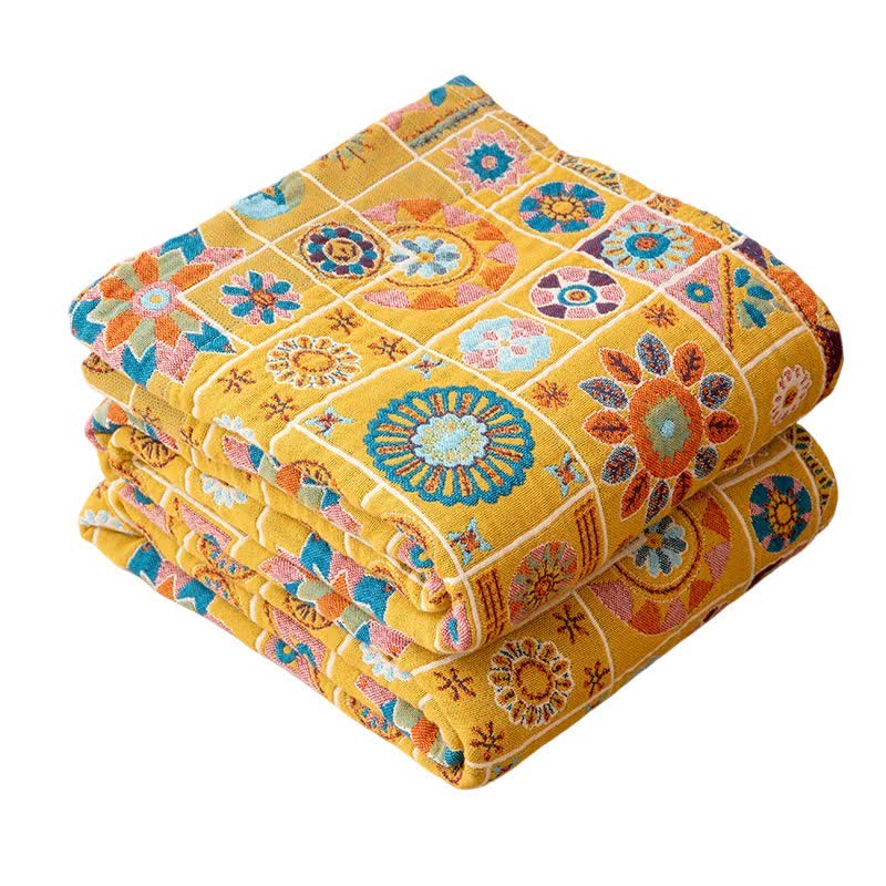 Coperta in garza di cotone a quadri con motivo geometrico - image 6