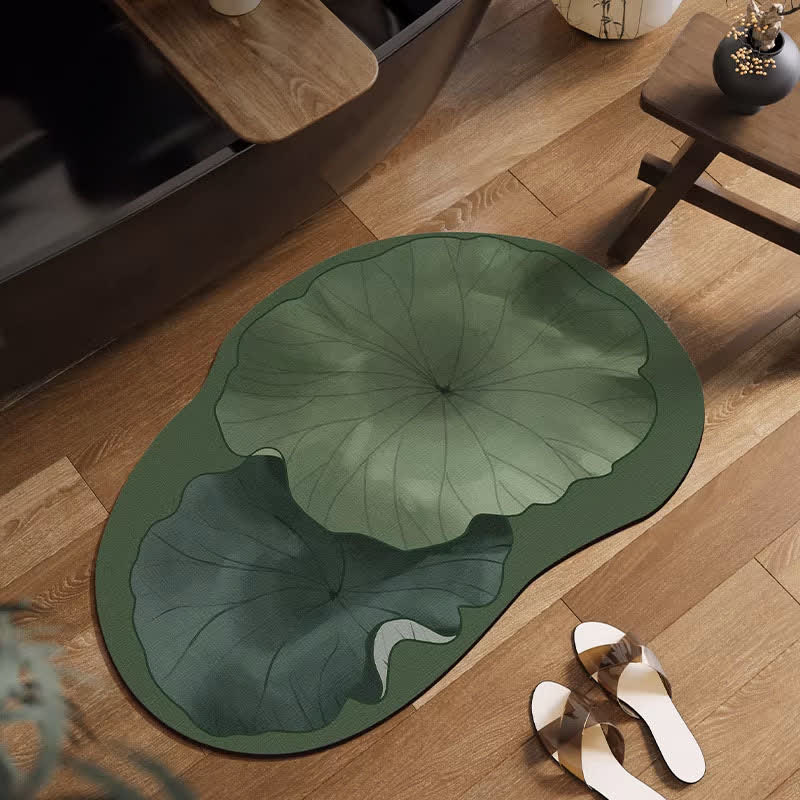 Tappetino da bagno in fango diatomeo ispirato alle foglie di loto - Verde - 60cm x 90cm - image 0