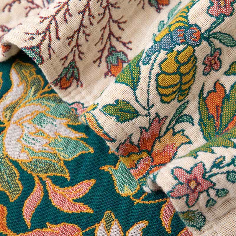 Coperta reversibile in garza di cotone con motivo Paisley e floreale - image 6