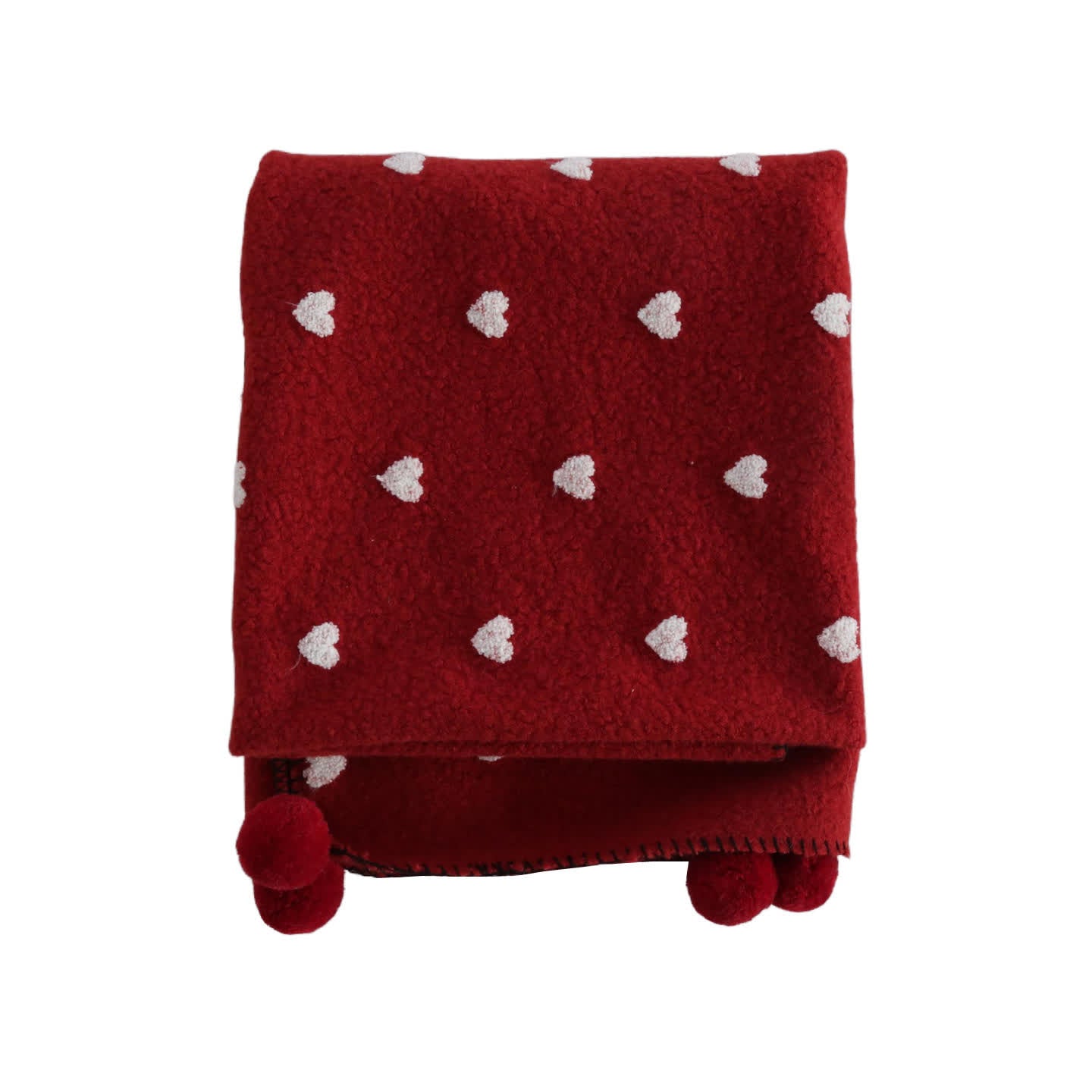 Coperta con motivo a cuore e pompon - image 14