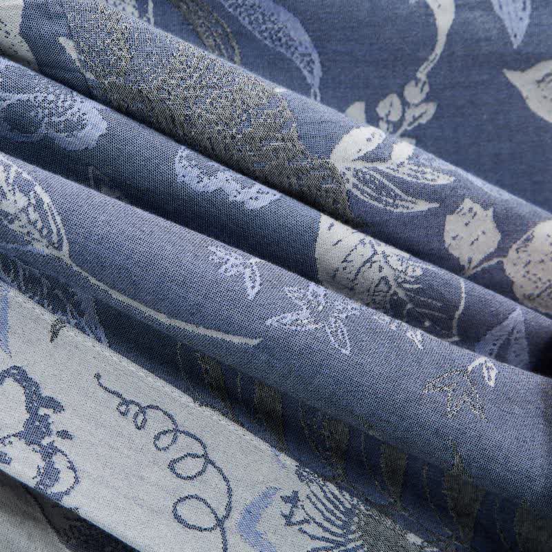 Kimono in garza di cotone con foglie pastorali - image 8