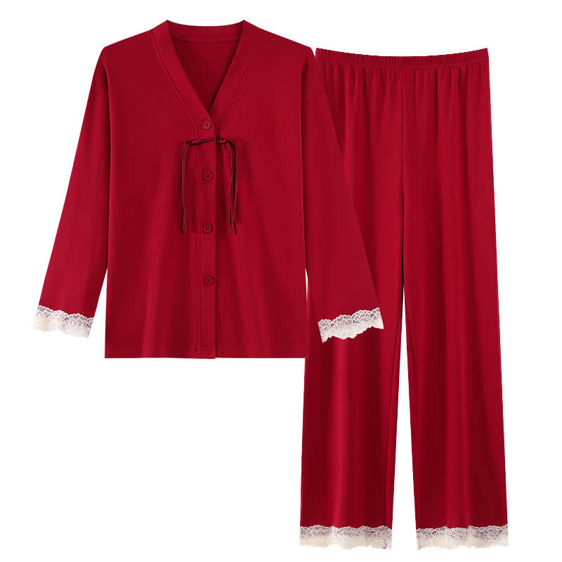 Pigiama vintage in cotone con scollo a V per coppia - image 4