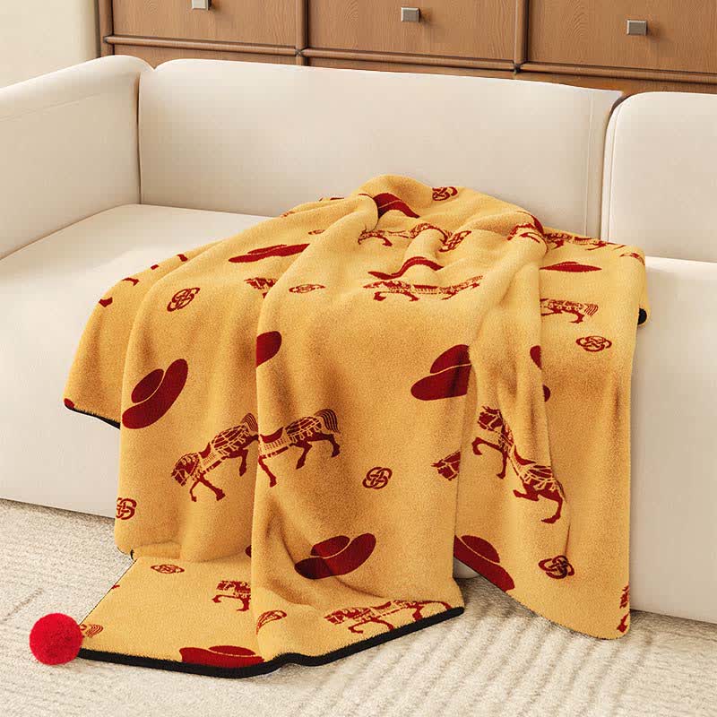 Coperta in pile della prosperità dell'anno del cavallo - Giallo - 150cm x200cm - image 5
