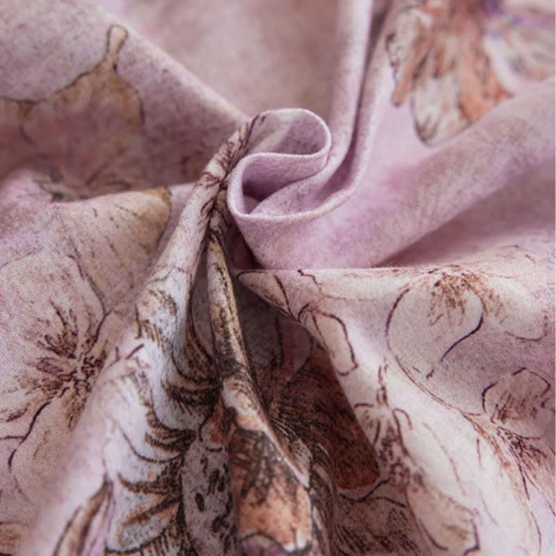 Set di biancheria da letto in cotone con motivo floreale e farfalla (4 pezzi) - image 9