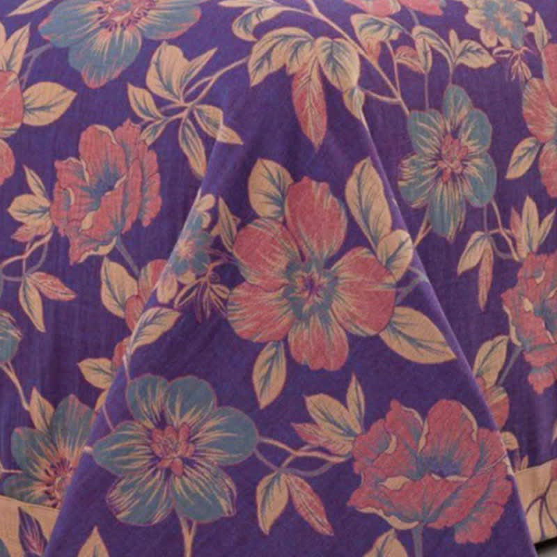 Set di biancheria da letto in cotone a doppia garza con motivo floreale viola (4 pezzi) - image 3