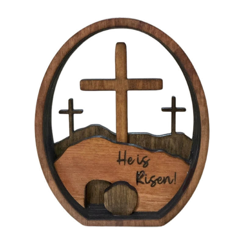 Decorazione per uova di Pasqua in legno a forma di tomba vuota - image 5