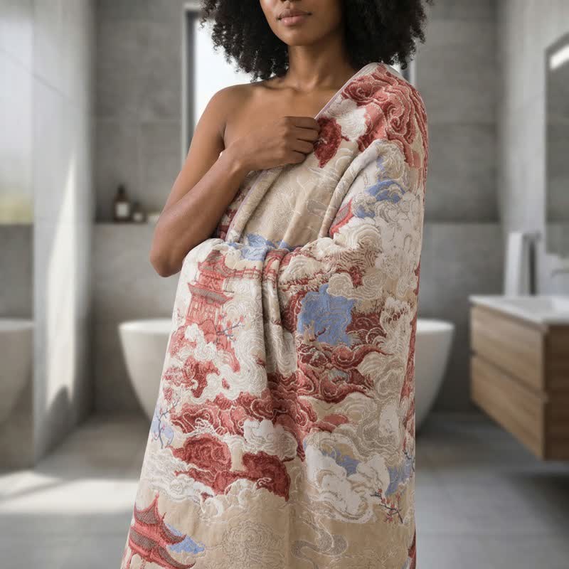 Asciugamano da bagno in cotone con motivo orientale Cloud & Pavilion - image 3