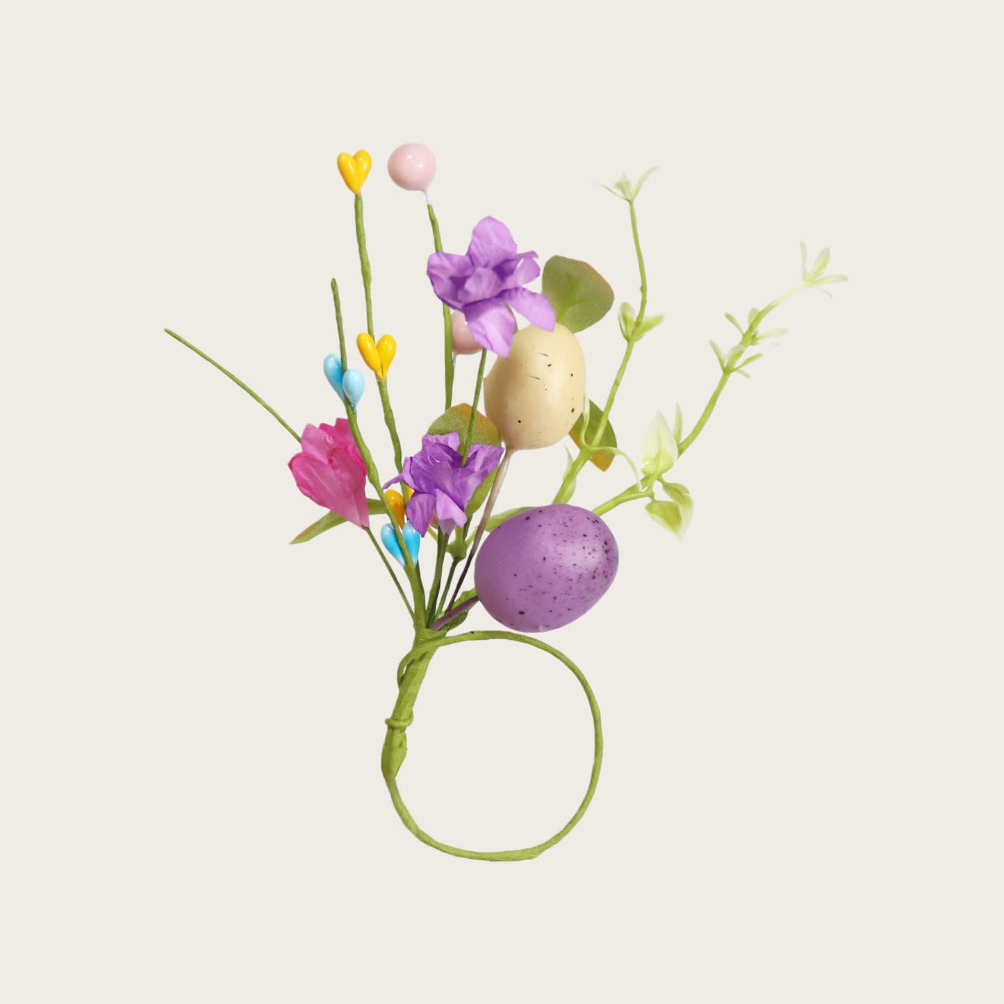 Set di anelli per tovaglioli con fiori finti a forma di uovo di Pasqua - image 6