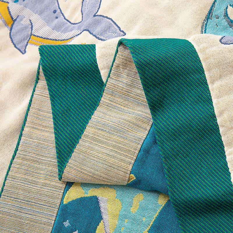 Coperta trapuntata in cotone con motivo balena e delfino dell'oceano - image 6