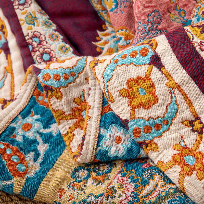 Coperta trapuntata in cotone con nappe etniche retrò - image 5