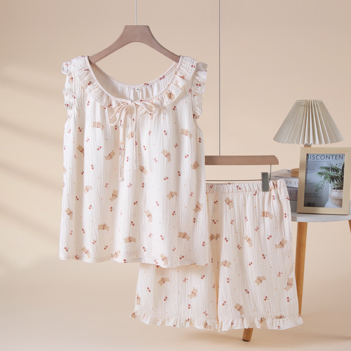 Pigiama in garza di cotone Cherry & Bunny - Beige - XL - image 0