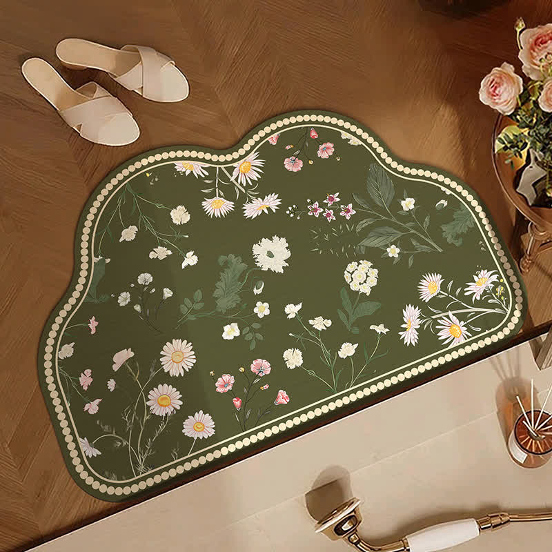 Tappetino da bagno vintage in fango diatomeo con fiori selvatici - image 3